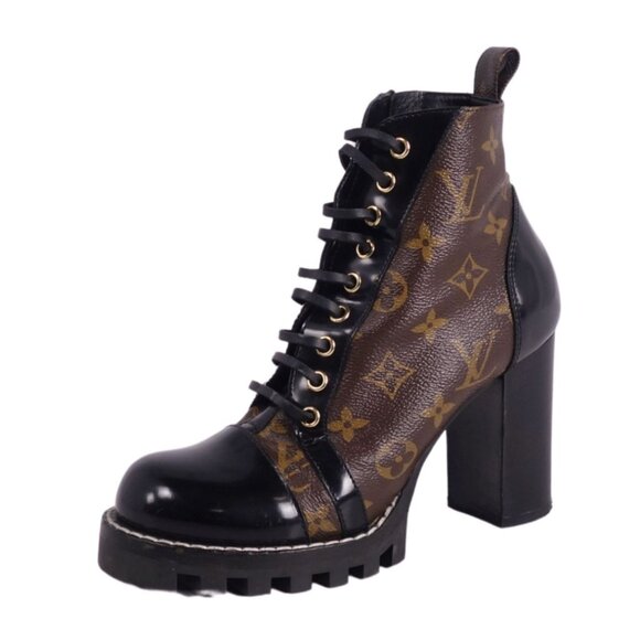 Louis Vuitton LV Monogram Star Trail Heeled Chunky Combat Boots Booties 38 / 8 - Picture 4 of 9
